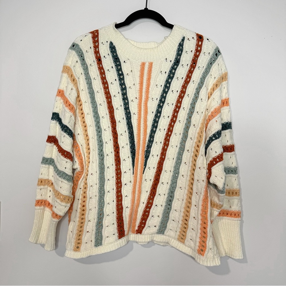 Maurice’s Cozy Cream & Pastel Striped Women’s Sweater Size: XL NWOT